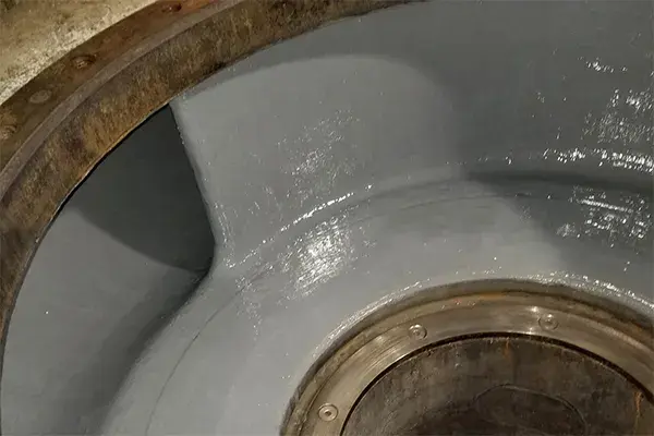 worn wastewater centrifugal pump near philadelphia repaired and coated with belzona