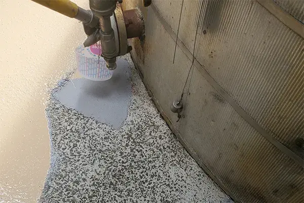 concrete containment area restoration work in process