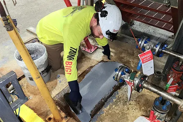 containment area epoxy mortar concrete patch repair work