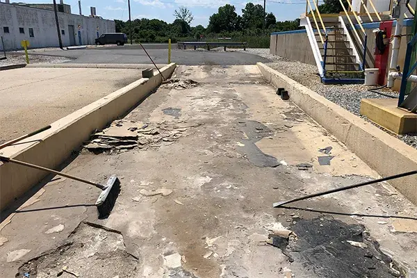 deteriorated HCI loading area