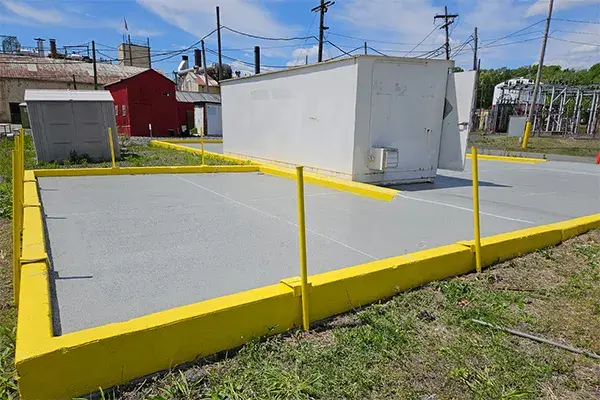restored concrete hazardous waste drum pad restored with belzona