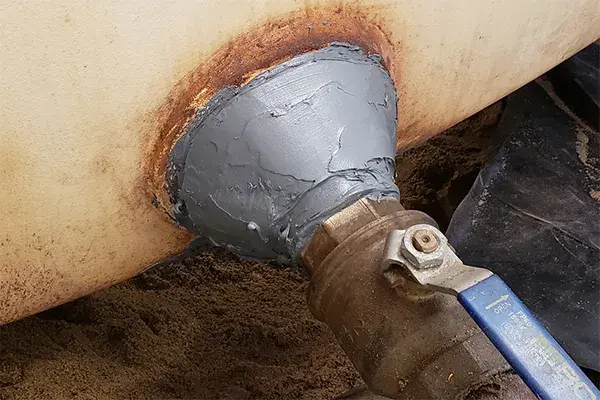 small tank nozzle leak repair using Belzona paste