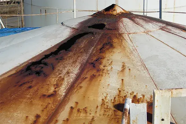 tank roof holes and corrosion damage